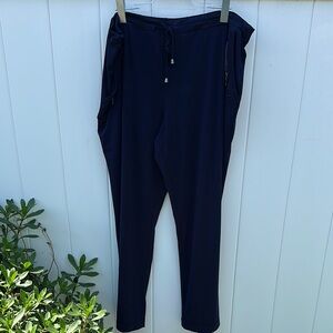 Susan Graver Blue Liquid Knit Pants with Drawstring